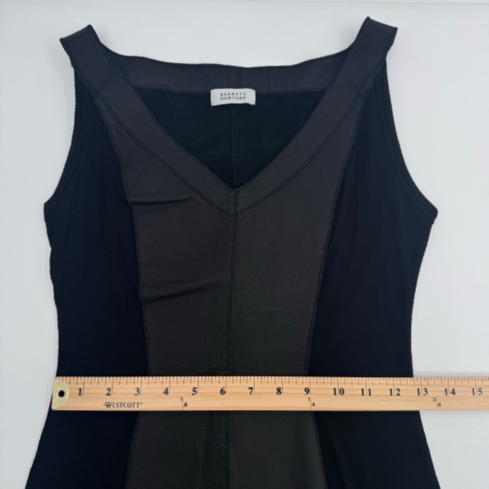 Barneys New York Dress Women 6 Black Leather Panels Sleeveless Bodycon Mini - Picture 11 of 12